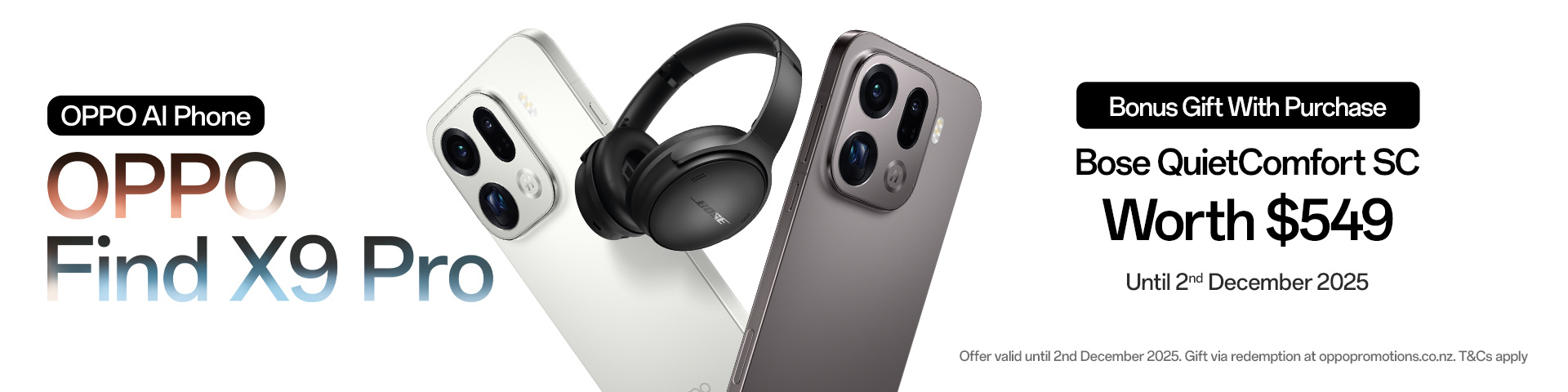 OPPO Find X9 Pro Bonus Bose QuietComfort SC